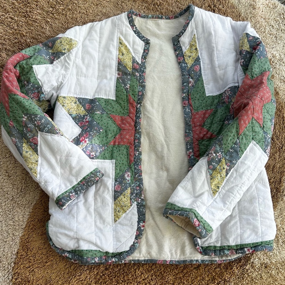 Vintage Handmade Cottage Core Quilt Jacket size small